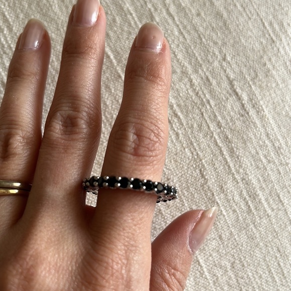 Lilith Black Sapphire Eternity Band Stacking Ring - Picture 8 of 8